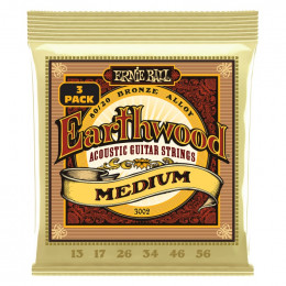 Струны для акустической гитары ERNIE BALL 3002 Earthwood 80/20 Bronze Medium 3 Pack 13-56 Струны для акустической гитары ERNIE BALL 3002 Earthwood 80/20 Bronze Medium 3 Pack 13-56