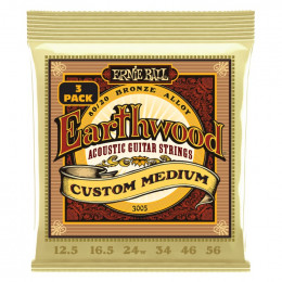 Струны для акустической гитары ERNIE BALL 3005 Earthwood 80/20 Bronze Custom Medium 3 Pack 10-52 Струны для акустической гитары ERNIE BALL 3005 Earthwood 80/20 Bronze Custom Medium 3 Pack 10-52