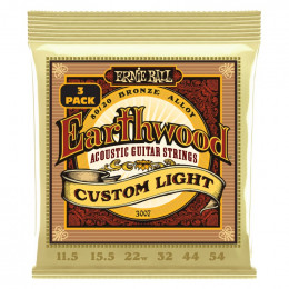 Струны для акустической гитары ERNIE BALL 3007 Earthwood 80/20 Bronze Custom Light 3 Pack 11.5-54 Струны для акустической гитары ERNIE BALL 3007 Earthwood 80/20 Bronze Custom Light 3 Pack 11.5-54