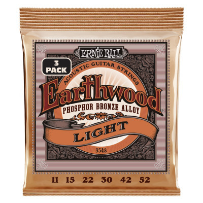 Струны для акустической гитары ERNIE BALL 3548 Earthwood Phosphor Bronze Light 3 Pack 11-52