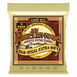 Струны для акустической гитары ERNIE BALL 3047 Earthwood 80/20 Silk and Steel Extra Soft 3 Pack 10-50 Струны для акустической гитары ERNIE BALL 3047 Earthwood 80/20 Silk and Steel Extra Soft 3 Pack 10-50