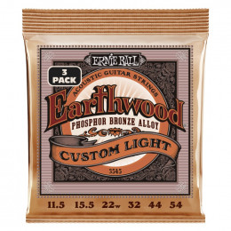 Струны для акустической гитары ERNIE BALL 3545 Earthwood Phosphor Bronze Custom Light 3 Pack 11.5-54