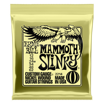 Струны для электрогитары ERNIE BALL 2214 Nickel Wound Slinky Mammoth 12-62 Струны для электрогитары ERNIE BALL 2214 Nickel Wound Slinky Mammoth 12-62