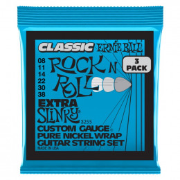 Струны для электрогитары ERNIE BALL 3255 Pure Classic RnR Slinky Extra 3 Pack 8-38 Струны для электрогитары ERNIE BALL 3255 Pure Classic RnR Slinky Extra 3 Pack 8-38