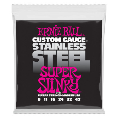 Струны для электрогитары ERNIE BALL 2248 Stainless Steel Slinky Super 9-42 Струны для электрогитары ERNIE BALL 2248 Stainless Steel Slinky Super 9-42