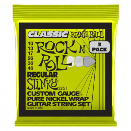 Струны для электрогитары ERNIE BALL 3251 Pure Classic RnR Slinky Regular 3 Pack 10-46 Струны для электрогитары ERNIE BALL 3251 Pure Classic RnR Slinky Regular 3 Pack 10-46