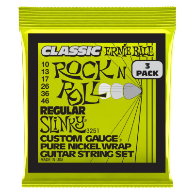 Струны для электрогитары ERNIE BALL 3251 Pure Classic RnR Slinky Regular 3 Pack 10-46 Струны для электрогитары ERNIE BALL 3251 Pure Classic RnR Slinky Regular 3 Pack 10-46