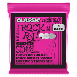 Струны для электрогитары ERNIE BALL 3253 Pure Classic RnR Slinky Super 3 Pack 9-42 Струны для электрогитары ERNIE BALL 3253 Pure Classic RnR Slinky Super 3 Pack 9-42