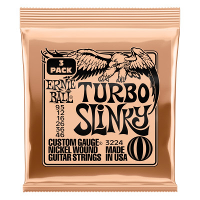 Струны для электрогитары ERNIE BALL 3224 Nickel Slinky Turbo 3 Pack 9.5-46 Струны для электрогитары ERNIE BALL 3224 Nickel Slinky Turbo 3 Pack 9.5-46