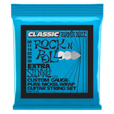 Струны для электрогитары ERNIE BALL 2255 Classic Rock n Roll Pure Nickel Slinky Extra 8-38 Струны для электрогитары ERNIE BALL 2255 Classic Rock n Roll Pure Nickel Slinky Extra 8-38
