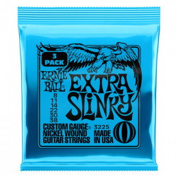 Струны для электрогитары ERNIE BALL 3225 Nickel Slinky Extra 3 Pack 8-38 Струны для электрогитары ERNIE BALL 3225 Nickel Slinky Extra 3 Pack 8-38