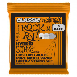 Струны для электрогитары ERNIE BALL 3252 Pure Classic RnR Slinky Hybrid 3 Pack 9-46 Струны для электрогитары ERNIE BALL 3252 Pure Classic RnR Slinky Hybrid 3 Pack 9-46