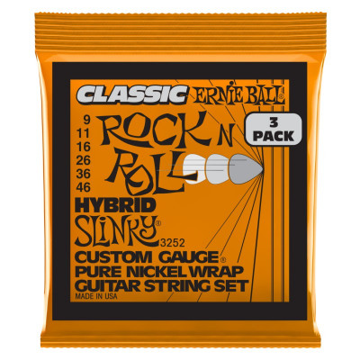 Струны для электрогитары ERNIE BALL 3252 Pure Classic RnR Slinky Hybrid 3 Pack 9-46 Струны для электрогитары ERNIE BALL 3252 Pure Classic RnR Slinky Hybrid 3 Pack 9-46
