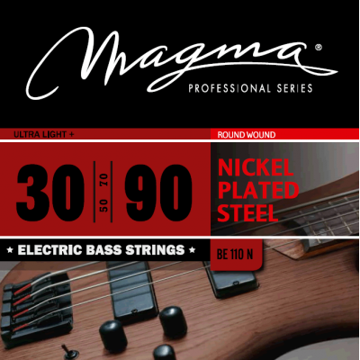 Magma Strings BE110N - Струны для бас-гитары 30-90, Серия: Nickel Plated Steel, Калибр: 30-50-70-90, Обмотка: круглая, никелированая сталь, Натяжение: