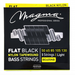 Magma Strings BE405NB - Струны для 5-струнной бас-гитары Low B 50-130, Серия: Nylon Black Tapewound, Калибр: 50-65-85-105-130, Обмотка: плоская, обёрн