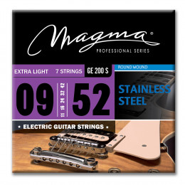 Magma Strings GE200S - Струны для 7-струнной электрогитары 9-52, Серия: Stainless Steel, Калибр: 9-11-16-24-32-42-52, Обмотка: круглая, нержавеющая ст