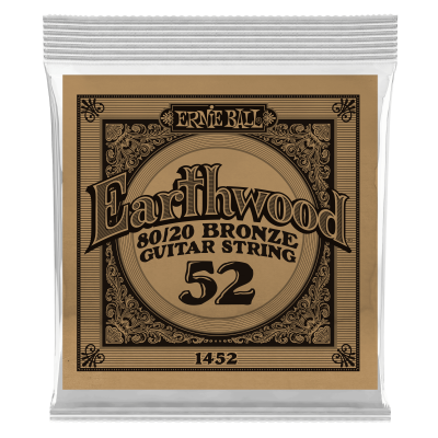 Ernie Ball 1452 - струна одиночная для акустической гитары, Серия Earthwood, Калибр: 52, Сердцевина: шестигранник; сталь, покрытая латунью, Обмотка: Ernie Ball 1452 - струна одиночная для акустической гитары, Серия Earthwood, Калибр: 52, Сердцевина: шестигранник; сталь, покрытая латунью, Обмотка: