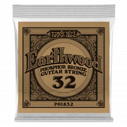 Ernie Ball 1832 струна одиночная для акустической гитары, Серия Earthwood, Калибр: 32, Сердцевина: шестигранник; сталь, покрытая латунью, Обмотка: