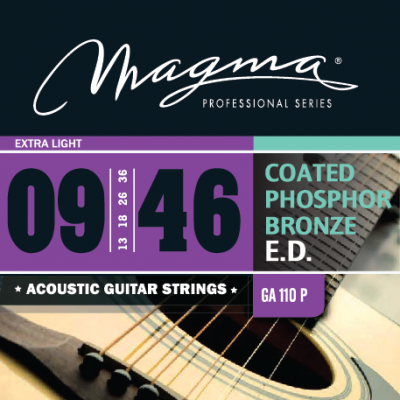 Magma Strings GA110P - Струны для акустической гитары, Серия: Coated Phosphor Bronze, Калибр: 9-13-18-26-36-46, Обмотка: круглая, фосфористая бронза с Magma Strings GA110P - Струны для акустической гитары, Серия: Coated Phosphor Bronze, Калибр: 9-13-18-26-36-46, Обмотка: круглая, фосфористая бронза с