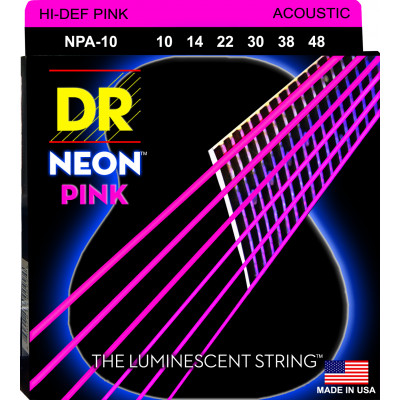 DR NPA-10 - струны для акустической гитары, Калибр: 10-48, Серия: HI-DEF NEON™, Обмотка: посеребрёная медь, Покрытие: люминесцентное DR NPA-10 - струны для акустической гитары, Калибр: 10-48, Серия: HI-DEF NEON™, Обмотка: посеребрёная медь, Покрытие: люминесцентное