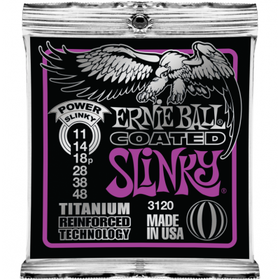Ernie Ball 3120 струны для эл.гитары Coated Electric Titanium RPS Power Slinky (11-14-18р-28-38-48) покрытые спец. сплавом