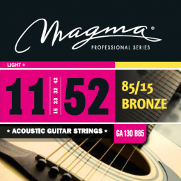 Magma Strings GA130B85 - Струны для акустической гитары, Серия: Bronze 85-15, Калибр: 11-15-23-32-42-52, Обмотка: круглая, бронзовый сплав 85/15, Натя