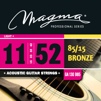 Magma Strings GA130B85 - Струны для акустической гитары, Серия: Bronze 85-15, Калибр: 11-15-23-32-42-52, Обмотка: круглая, бронзовый сплав 85/15, Натя Magma Strings GA130B85 - Струны для акустической гитары, Серия: Bronze 85-15, Калибр: 11-15-23-32-42-52, Обмотка: круглая, бронзовый сплав 85/15, Натя
