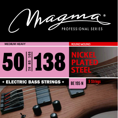 Magma Strings BE195N - Струны для 5-струнной бас-гитары, Серия: Nickel Plated Steel, Калибр: 50-70-85-105-138, Обмотка: круглая, никелированая сталь, Magma Strings BE195N - Струны для 5-струнной бас-гитары, Серия: Nickel Plated Steel, Калибр: 50-70-85-105-138, Обмотка: круглая, никелированая сталь,