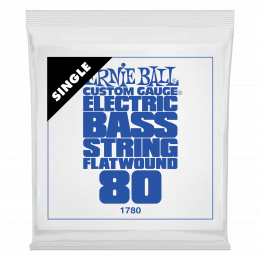 Ernie Ball 1780 струна одиночная для бас-гитары, Серия Flatwound, Калибр: 80, Сердцевина: шестигранник; сталь, покрытая оловом, Обмотка: плоская,