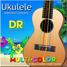 DR UMCSC - MULTI-COLOR™- струны для укулеле сопрано/концерт, нейлон, разноцветные (зелёный, красный, жёлтый, синий)