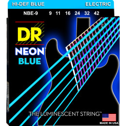 DR NBE-9 - струны для электрогитары, Калибр: 9-42, Серия: HI-DEF NEON™, Обмотка: посеребрёная/никелированая сталь, Покрытие: люминесцентное