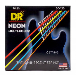 DR NMCB6-30 - струны для 6-струнной бас-гитары, Калибр: 30-125, Серия: HI-DEF NEON™, Обмотка: посеребрёная/никелированая сталь, Покрытие: люминесцентн