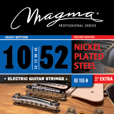 Magma Strings GE155N - Струны для электрогитары, Серия: Nickel Plated Steel, Калибр: 10-13-17-30-42-52, Обмотка: круглая, никелированая сталь, Натяжен Magma Strings GE155N - Струны для электрогитары, Серия: Nickel Plated Steel, Калибр: 10-13-17-30-42-52, Обмотка: круглая, никелированая сталь, Натяжен
