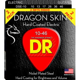 DR DSE-2/10 - струны для электрогитары, упаковка 2 комплекта, Калибр: 10-46, Серия: DRAGON SKIN™, Обмотка: никелированая сталь, Покрытие: сверху обмот
