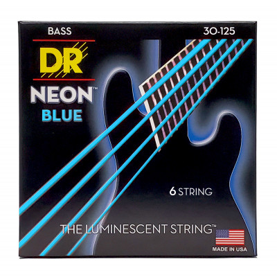 DR NBB6-30 - струны для 6-струнной бас-гитары, Калибр: 30-125, Серия: HI-DEF NEON™, Обмотка: посеребрёная/никелированая сталь, Покрытие: люминесцентно
