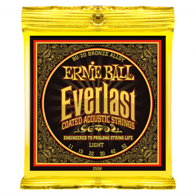 Ernie Ball 2558 струны для акуст.гитары Everlast Coated 80/20 Bronze Light (11-15-22w-30-42-52) бронза с нанонапылением Ernie Ball 2558 струны для акуст.гитары Everlast Coated 80/20 Bronze Light (11-15-22w-30-42-52) бронза с нанонапылением