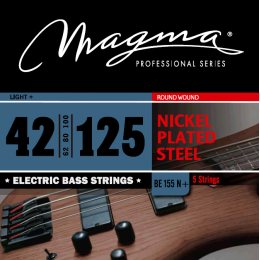 Magma Strings BE155N+ - Струны для 5-струнной бас-гитары Low B 42-125, Серия: Nickel Plated Steel, Калибр: 42-62-80-100-125, Обмотка: круглая, никелир