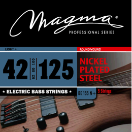 Magma Strings BE155N+ - Струны для 5-струнной бас-гитары Low B 42-125, Серия: Nickel Plated Steel, Калибр: 42-62-80-100-125, Обмотка: круглая, никелир Magma Strings BE155N+ - Струны для 5-струнной бас-гитары Low B 42-125, Серия: Nickel Plated Steel, Калибр: 42-62-80-100-125, Обмотка: круглая, никелир