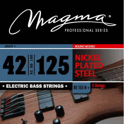 Magma Strings BE155N+ - Струны для 5-струнной бас-гитары Low B 42-125, Серия: Nickel Plated Steel, Калибр: 42-62-80-100-125, Обмотка: круглая, никелир
