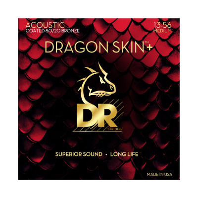 DR DA8-13 - струны для акустической гитары, Калибр: 13-56, Серия: DRAGON SKIN+™, Обмотка: бронза 80/20, Покрытие: микротонкое