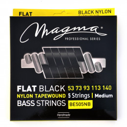 Magma Strings BE505NB - Струны для 5-струнной бас-гитары Low B 53-140, Серия: Nylon Black Tapewound, Калибр: 53-73-93-113-140, Обмотка: плоская, обёрн
