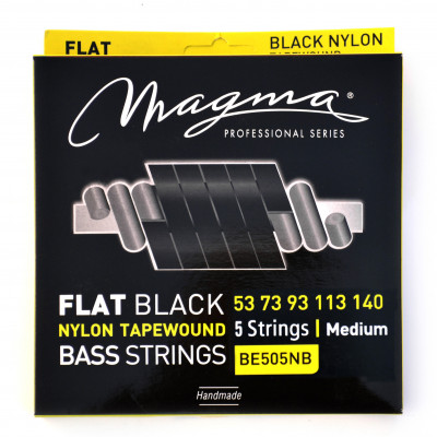 Magma Strings BE505NB - Струны для 5-струнной бас-гитары Low B 53-140, Серия: Nylon Black Tapewound, Калибр: 53-73-93-113-140, Обмотка: плоская, обёрн Magma Strings BE505NB - Струны для 5-струнной бас-гитары Low B 53-140, Серия: Nylon Black Tapewound, Калибр: 53-73-93-113-140, Обмотка: плоская, обёрн