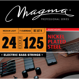 Magma Strings BE167N - Струны для 7-струнной бас-гитары 24-125, Серия: Nickel Plated Steel, Калибр: 24-30-45-65-80-100-125, Обмотка: круглая, никелиро