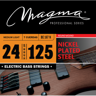 Magma Strings BE167N - Струны для 7-струнной бас-гитары 24-125, Серия: Nickel Plated Steel, Калибр: 24-30-45-65-80-100-125, Обмотка: круглая, никелиро Magma Strings BE167N - Струны для 7-струнной бас-гитары 24-125, Серия: Nickel Plated Steel, Калибр: 24-30-45-65-80-100-125, Обмотка: круглая, никелиро