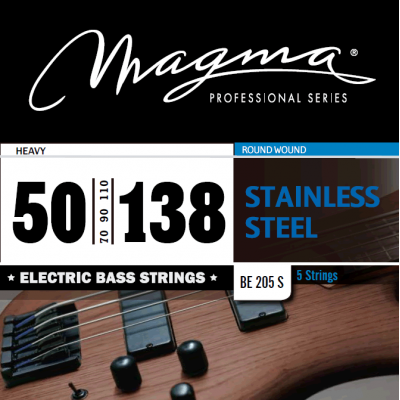 Magma Strings BE205S - Струны для 5-струнной бас-гитары Low B 50-138, Серия: Stainless Steel, Калибр: 50-70-90-110-138, Обмотка: круглая, нержавеющая