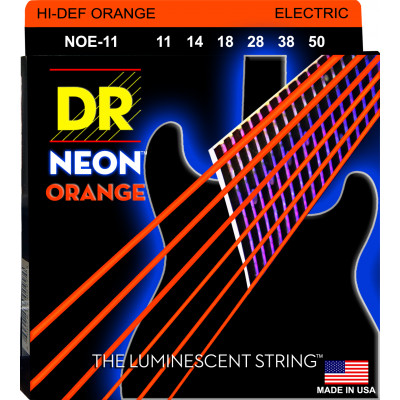 DR NOE-11 - струны для электрогитары, Калибр: 11-50, Серия: HI-DEF NEON™, Обмотка: посеребрёная/никелированая сталь, Покрытие: люминесцентное DR NOE-11 - струны для электрогитары, Калибр: 11-50, Серия: HI-DEF NEON™, Обмотка: посеребрёная/никелированая сталь, Покрытие: люминесцентное