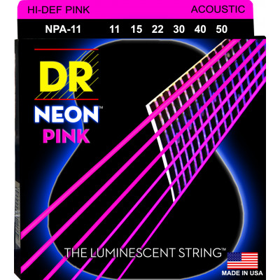 DR NPA-11 - струны для акустической гитары, Калибр: 11-50, Серия: HI-DEF NEON™, Обмотка: посеребрёная медь, Покрытие: люминесцентное DR NPA-11 - струны для акустической гитары, Калибр: 11-50, Серия: HI-DEF NEON™, Обмотка: посеребрёная медь, Покрытие: люминесцентное