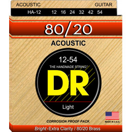 DR HA-12 - струны для акустической гитары, Калибр: 12-54, Серия: HI-BEAM™, Обмотка: 80/20 бронза, Покрытие: нет