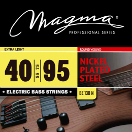 Magma Strings BE130N - Струны для бас-гитары, Серия: Nickel Plated Steel, Калибр: 40-55-75-95, Обмотка: круглая, никелированая сталь, Натяжение: Extra