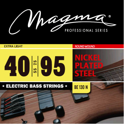 Magma Strings BE130N - Струны для бас-гитары, Серия: Nickel Plated Steel, Калибр: 40-55-75-95, Обмотка: круглая, никелированая сталь, Натяжение: Extra